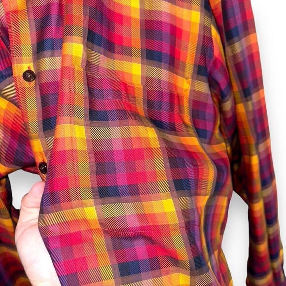 Robert Talbott Red & Orange Check Button Down Shirt Size M - Picture 4 of 11